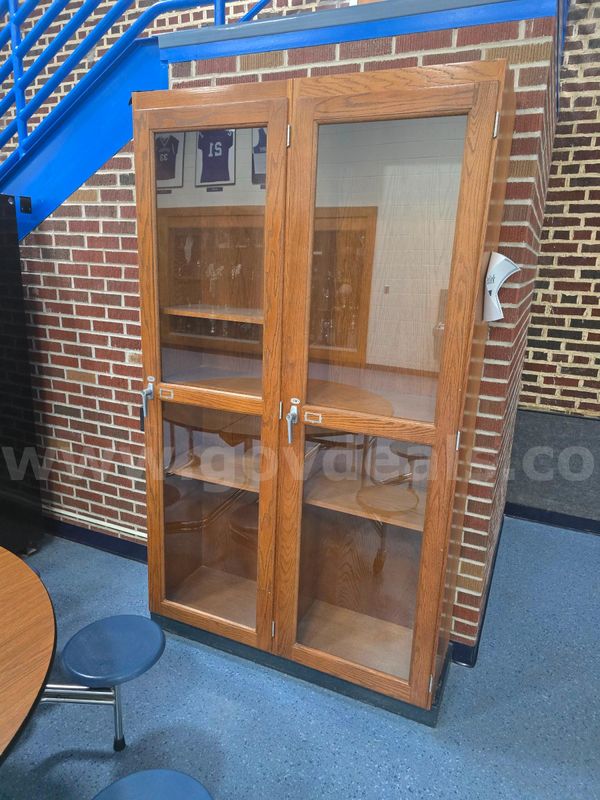 Wooden Display Case w/ Glass Doors