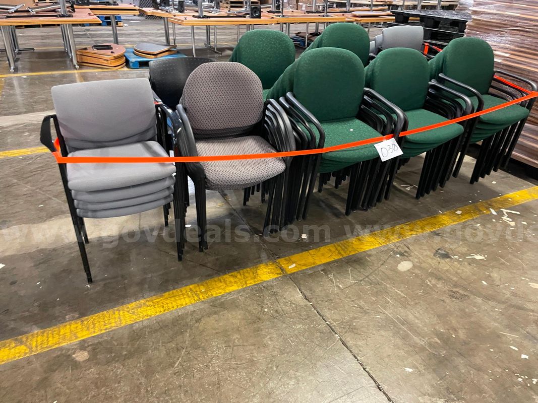 Lot of Various Stackable Fabric Lobby Chairs