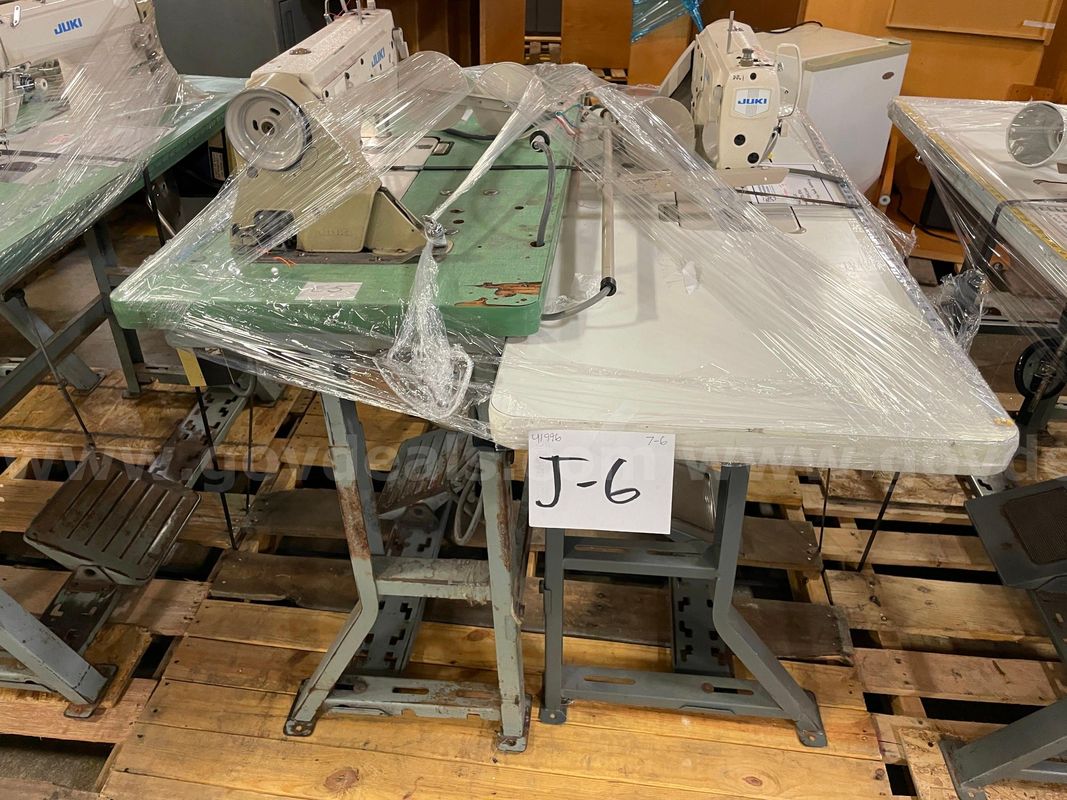 Lot of (2) Commercial Sewing Machines with Tables