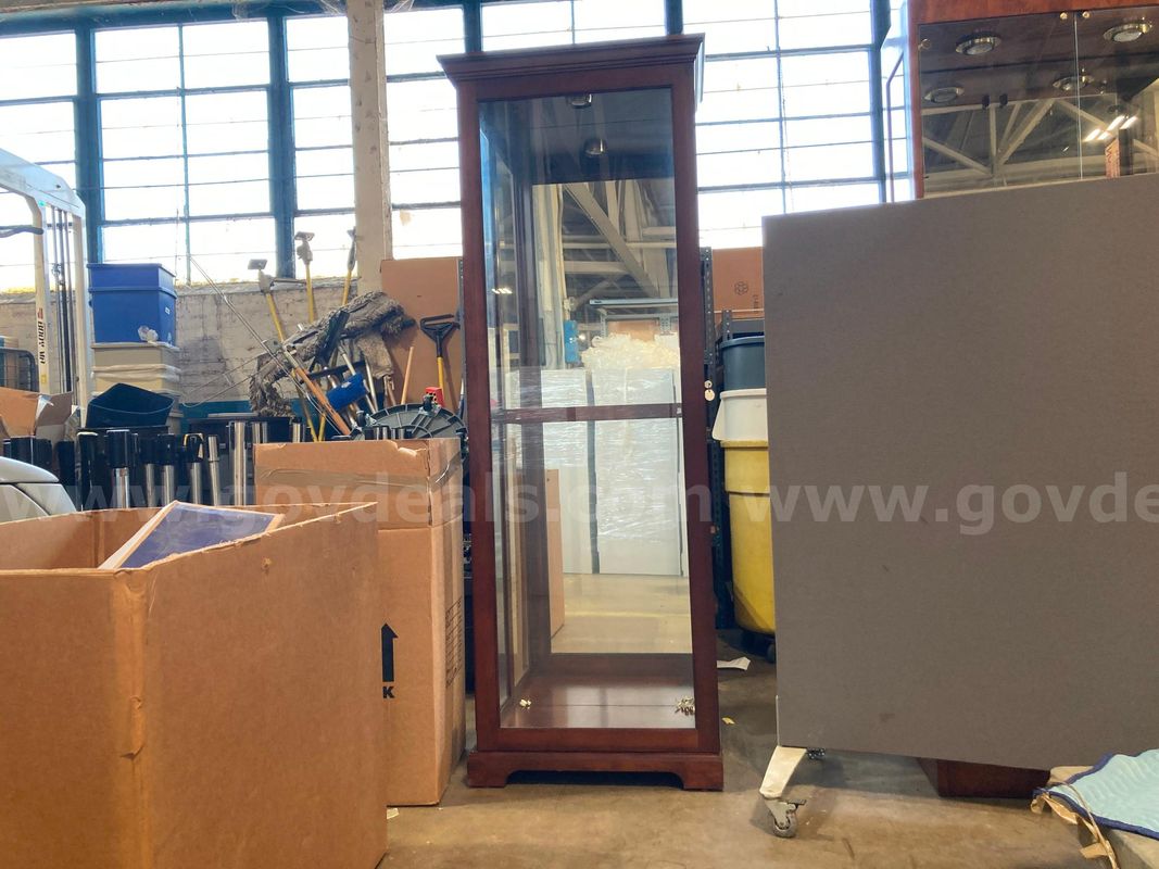 (1) Wood and Glass Display Cabinet