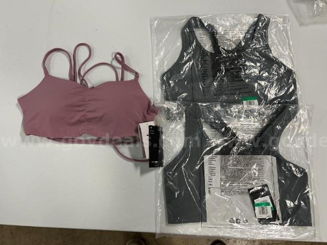 Lot of 3, Nike Various Sports Bra, Grey and Light Magenta color. Size: XL