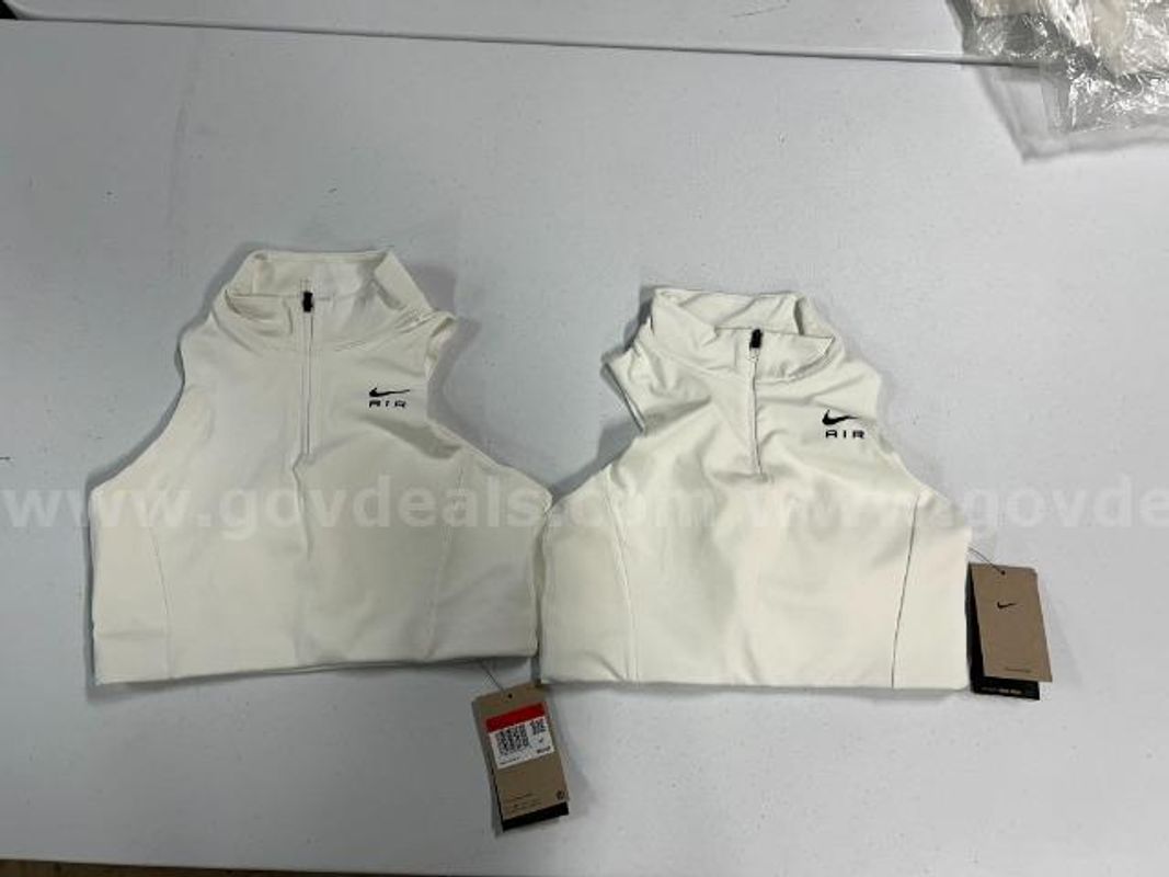 Lot of 2, Nike Air Dri-Fit Swoosh Mock Zip Sports Bra.White in color.Size:L