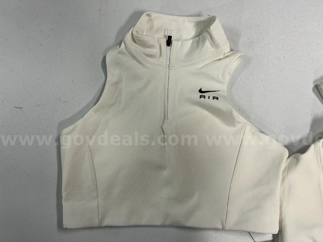 Lot of 2, Nike Air Dri-Fit Swoosh Mock Zip Sports Bra.White in color.Size:L