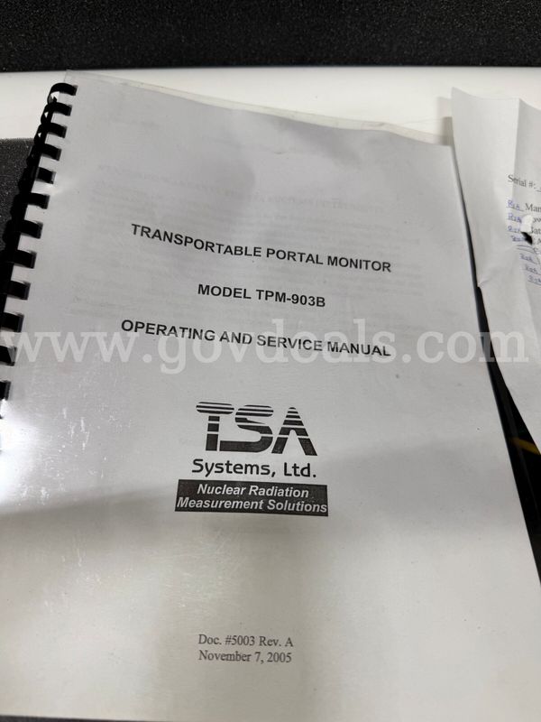 TSA Systems, Radiation Portal, Serial#903B098 Item#TPM903B