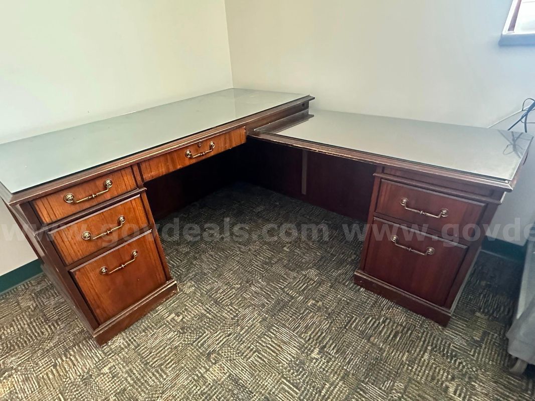 Two-Piece Corner Desk w/ 2 Drawer Cabinet