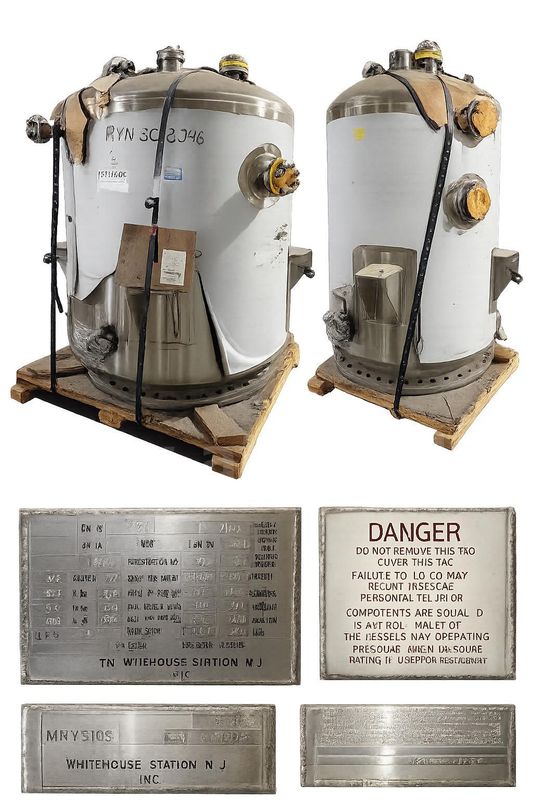 TN Whitehouse Station MRV510S Stainless Steel Vertical Pressure Vessel, Approx. 500-2,000 Gallons