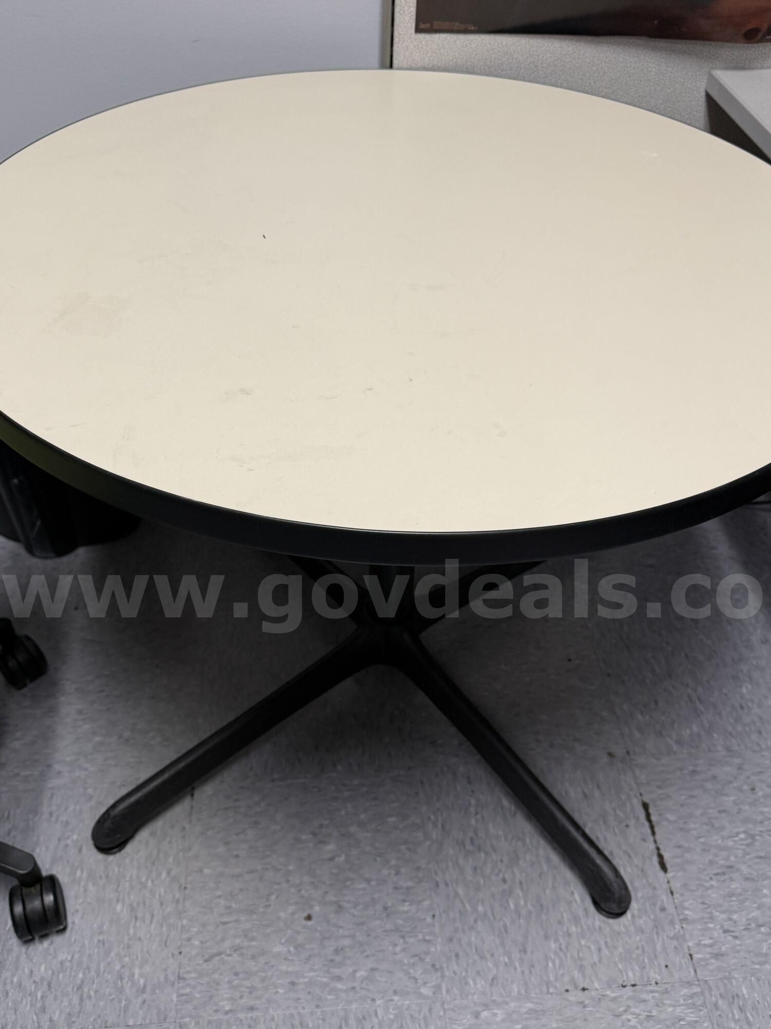 Circular white table