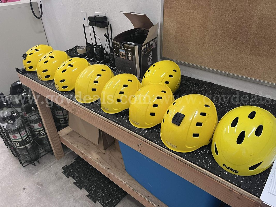 Lot of 9 ProTec and NRS Helmets (Yellow)