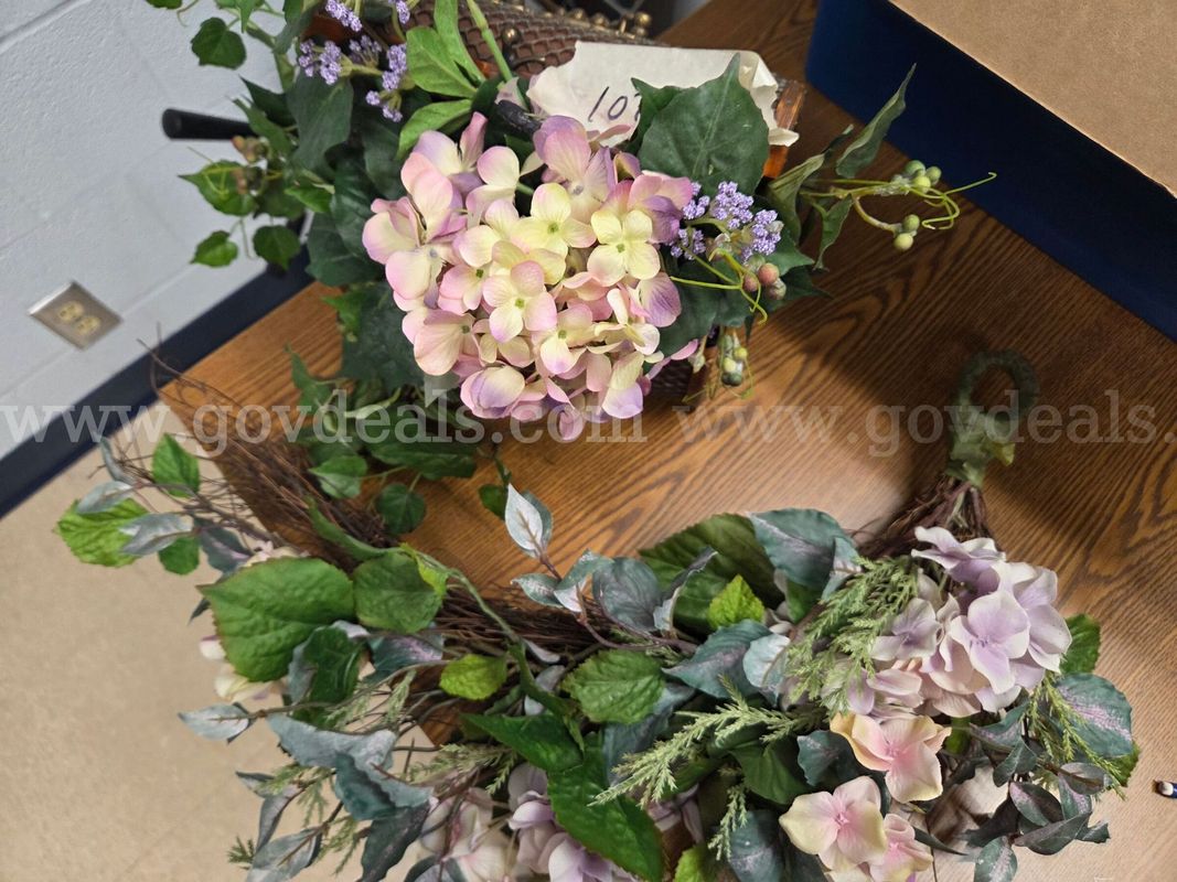 Flower Arrangement & Small Grapevine Swag (as pictured)