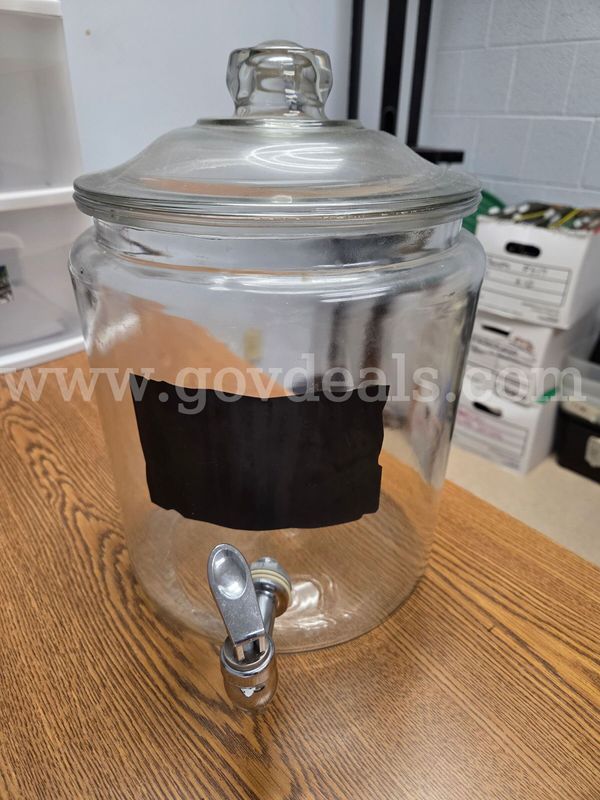 Glass Drink Dispenser with Chalkboard Label
