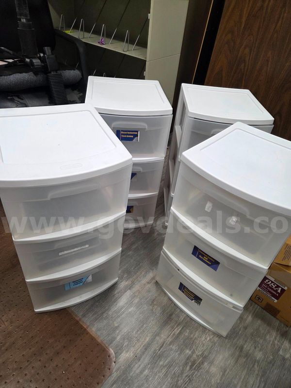 Sterilite 3-Drawer Plastic Storage Cabinets - Lot of 4