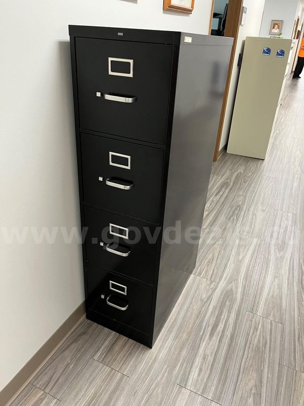 Regular Size 4-Drawer Black Filing Cabinet (NOTE - PICKUP AT CARMI, IL CAMPUS)