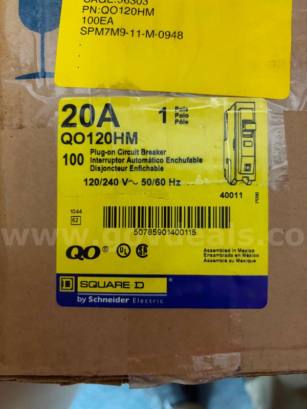 QO 20-Amp High Magnetic Single-Pole Circuit Breaker (QO120HM) box of 100