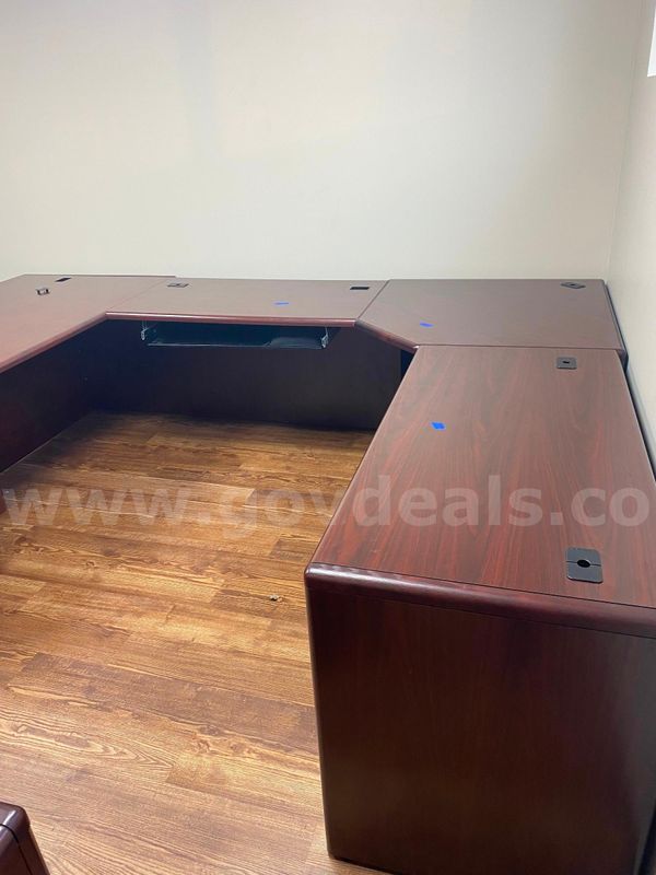 L shaped wooden desk