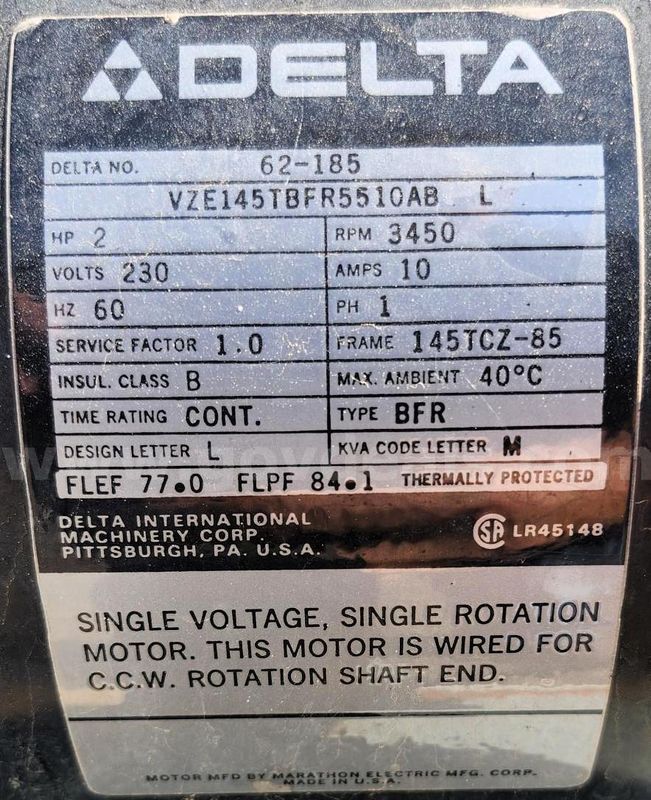 Delta 62-185 Planer (Stored Outside - As-Is, Buyer Responsible For Loading)