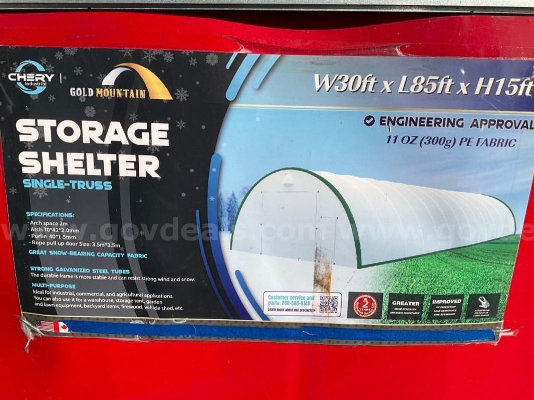 UNUSED GOLD MOUNTAIN DOME STORAGE SHELTER 308515R, APPROX 30FT x 85FT x 15FT