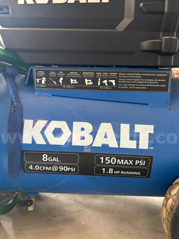 Kobalt 8-Gallon Portable Air Compressor – 150 PSI – Includes Air Hose