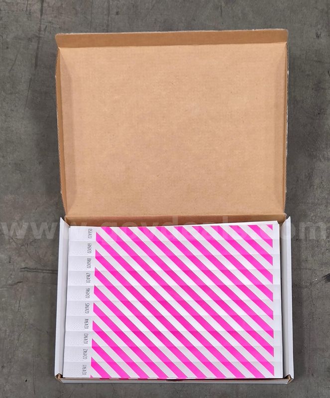 Case of 20,000 Tyvek Identification Wristbands – 19mm (3/4"), Pink/White Stripe Design