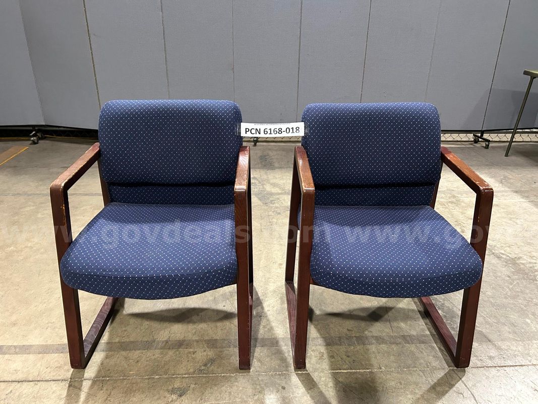 Chairs, Guest, Blue, Wood Frame