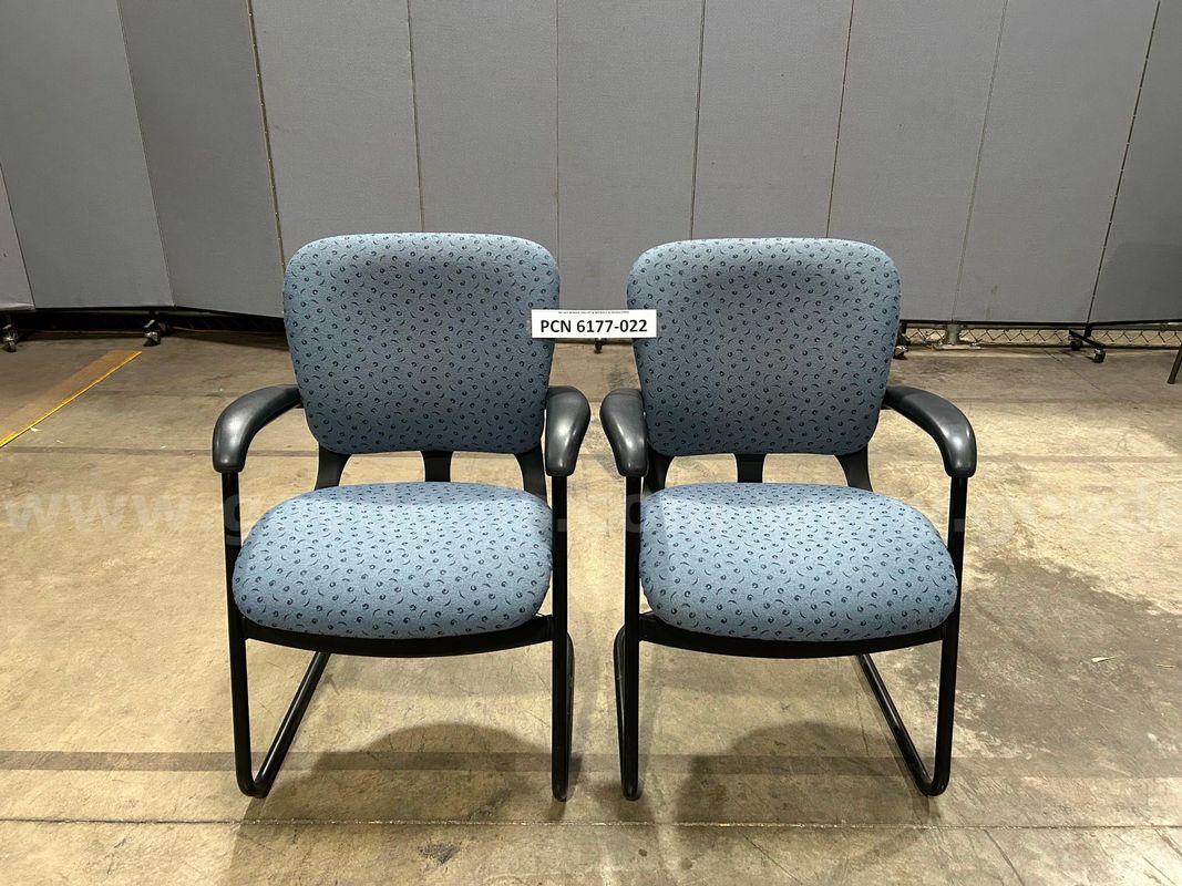 Chair, Guest, Blue, Metal Frame