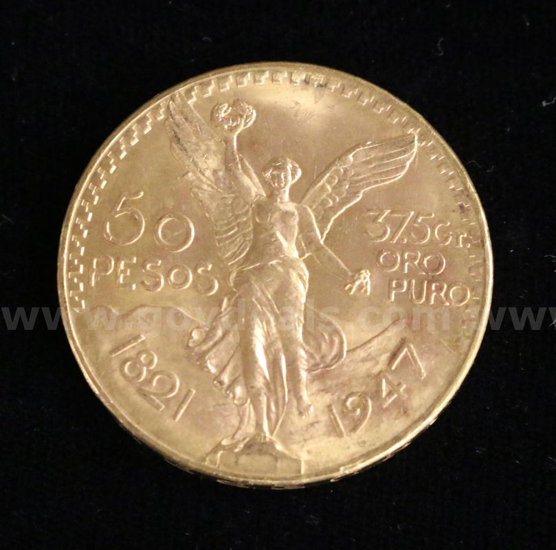 1947 Gold Mexico 50 Peso Coin, 41.6 Grams