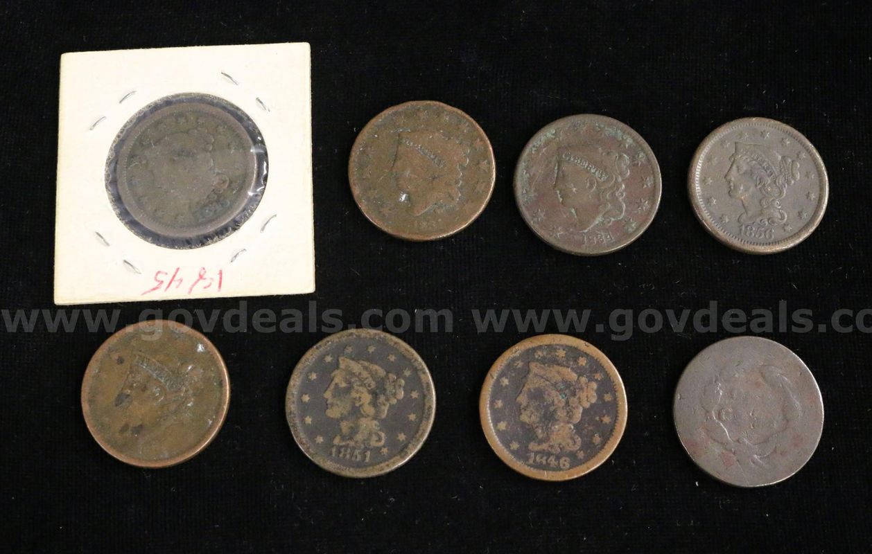 8 U.S. Assorted Date Large One Cent Coins