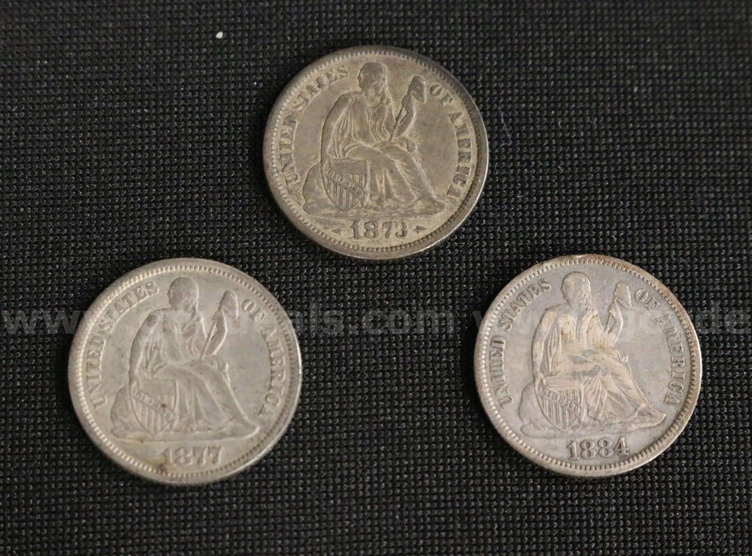 2 Graded Seated Liberty Dimes, 1- 1877