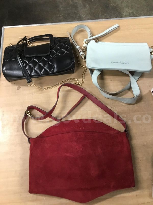 Lot of misc box items-Nanetta Lepore crossbody bag, red Madewell handbag, black leather handbag "DH"