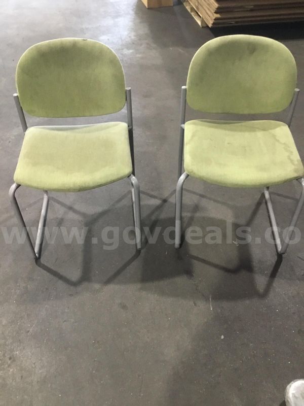 2 lime green armless chairs "DH"