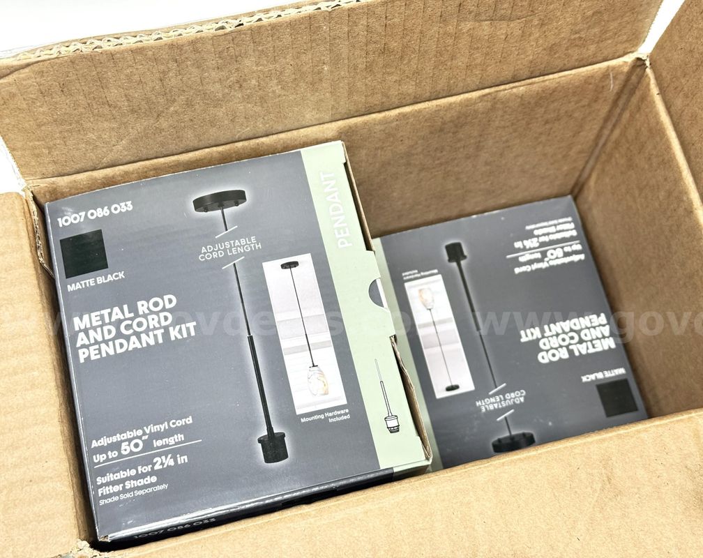 Brand New - 4PCS - Matte Black Pendant Light Kit with Partial Metal Rod - Shipping Available