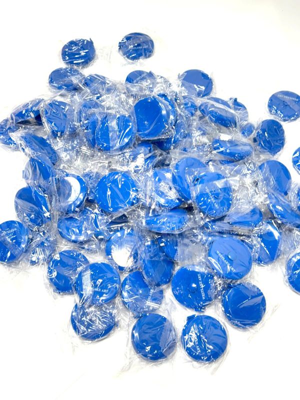 Brand New - Lot of 100 Plastic Tailor Round Shape Retractable Tape Measure, Blue 5ft - Shipping Available