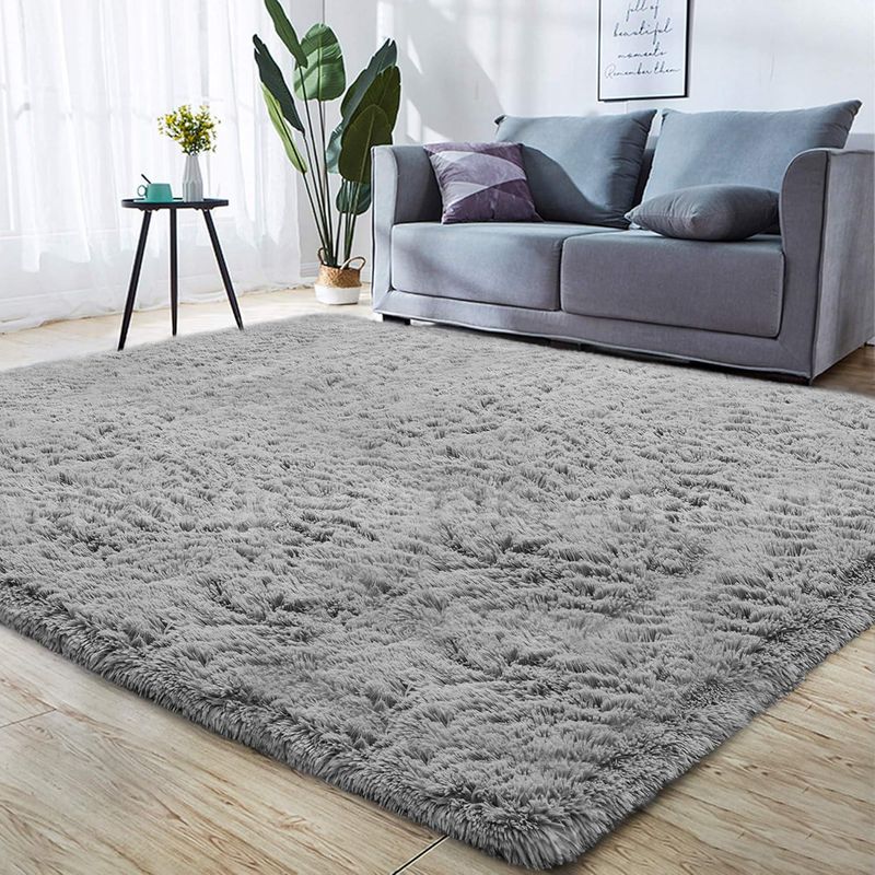 Brand New - 4'x6' Area Rug for Living Room, Light Grey for Bedroom, Plush Shaggy Furry Carpet, Grey - Shipping Available