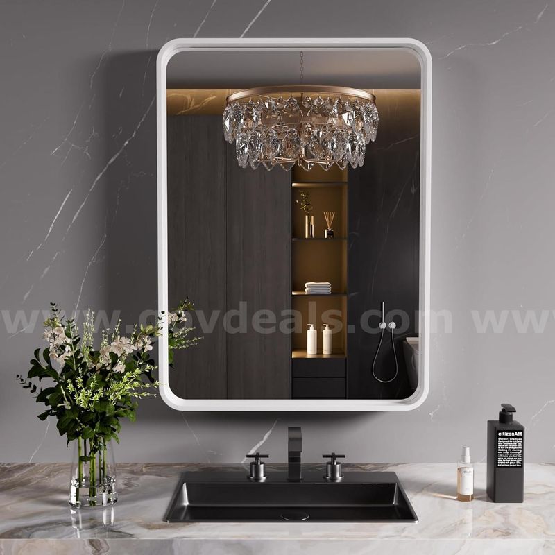 Brand New - 24"x 32" Aluminum Alloy Framed and Tempered Glass Wall Bathroom Vanity Mirror, White - Shipping Available