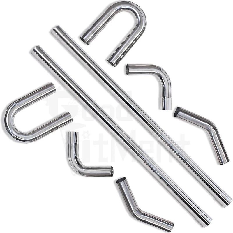 Brand New - 8Pcs 2.5" OD Straight Bend DIY Custom Mandrel Exhaust Pipe Kit Stainless Steel - Shipping Available