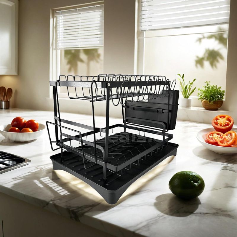 Brand New - Large Capacity Designs 2 Tiers Dish Rack Rustproof Iron - Shipping Available