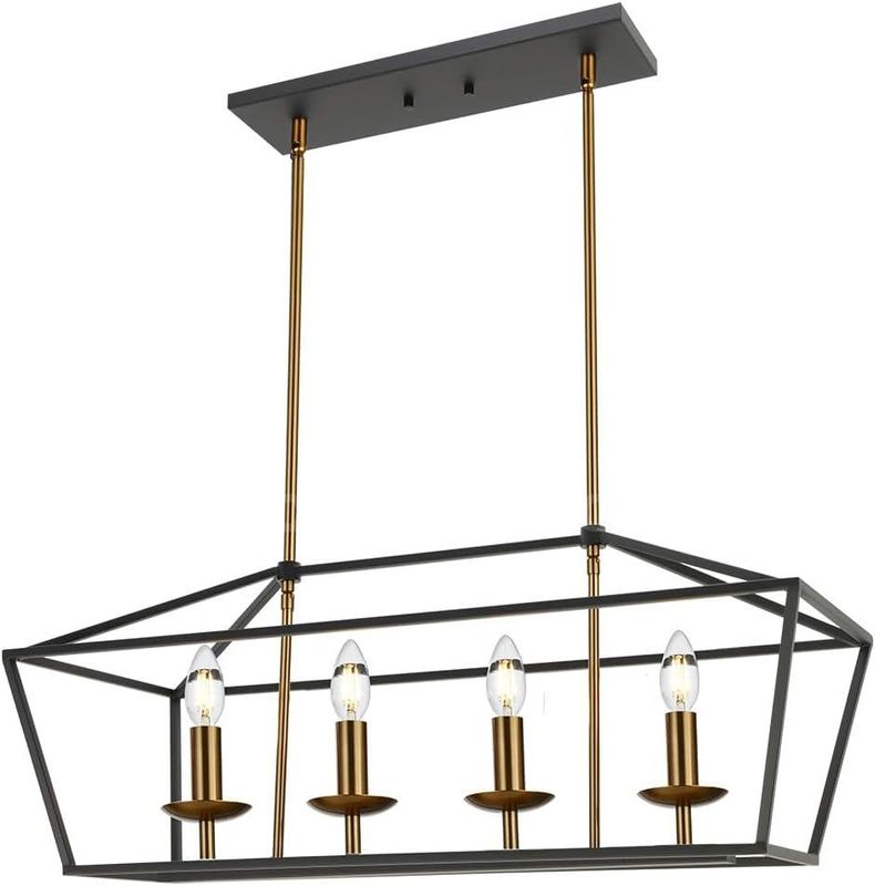 BRAND NEW Contemporary Rectangle Farmhouse Chandelier 4 Lights - Shipping Available