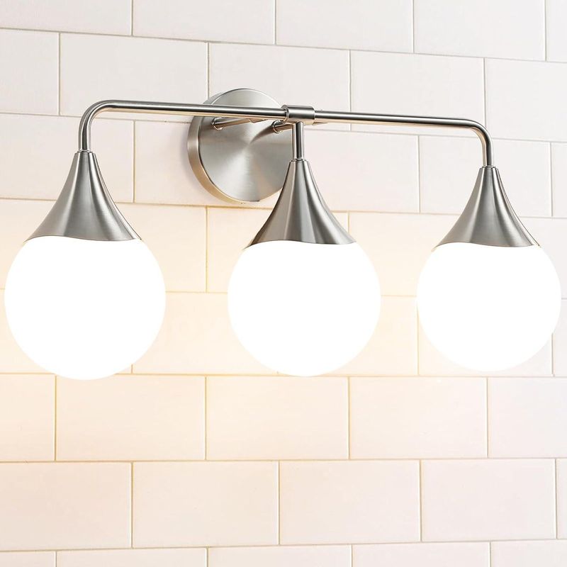 Brand New Brushed Nickel 3-Light Mid-Century Modern Bathroom Vanity Light - Shipping Available