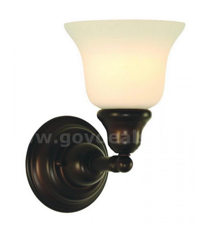Brand New - Dolan Lighting - 491-30 Royal Bronze Sconce With Satin White Glass
