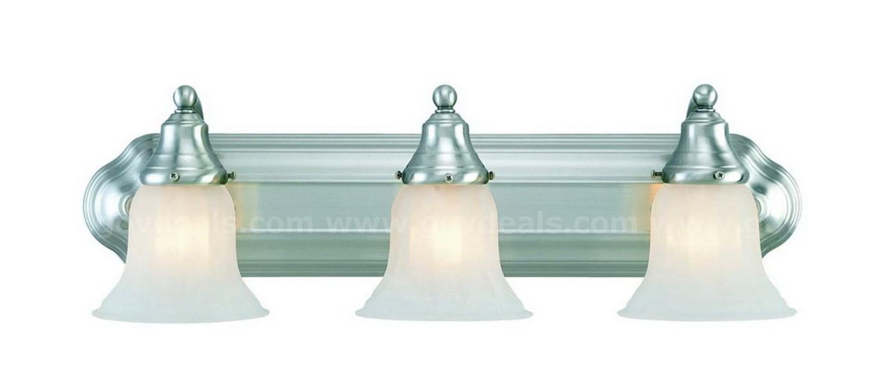 Brand New - Dolan Designs 469-09 Three Lamp Vanity Light Satin Nickel Alabaster Glass