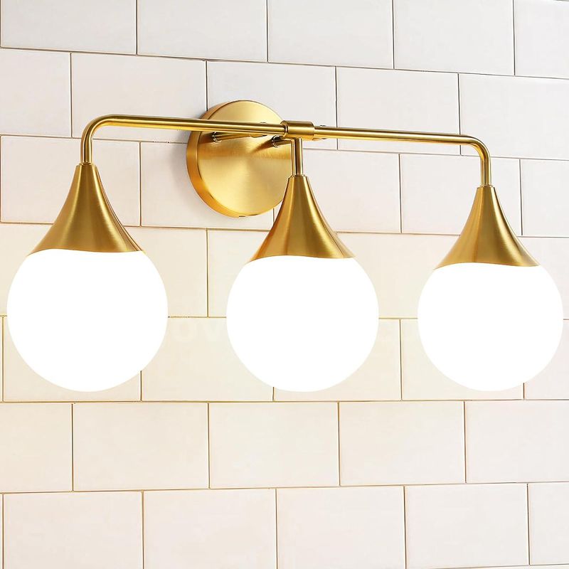 Brand New Brass Gold 3-Light Mid-Century Modern Bathroom Vanity Light - Shipping Available