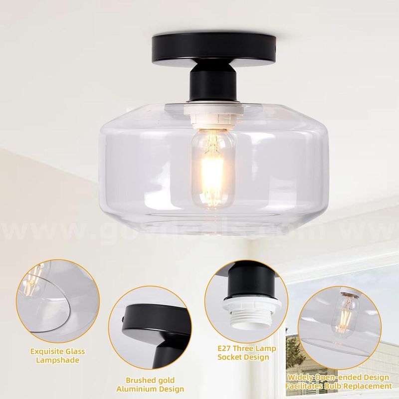 Brand New - Black Ceiling Light with Clear Glass Shade for Kitchen Islands - Shipping Available