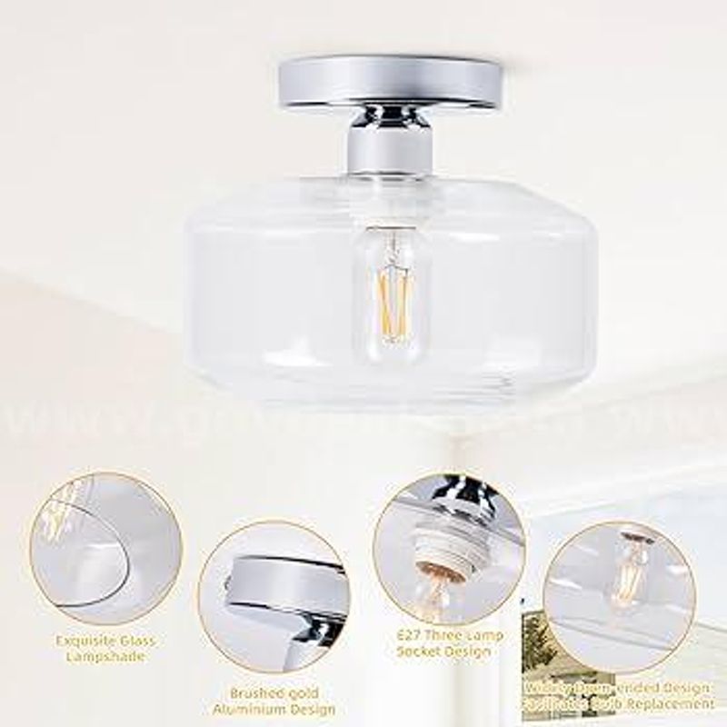 Brand New - Ceiling Light with Clear Glass Shade for Kitchen Islands (Nickel) - Shipping Available