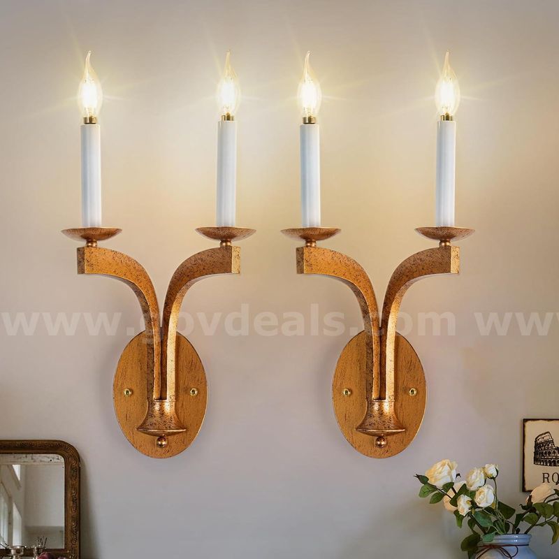 BRAND NEW - Set of 2 Ahaloye Rustic Golden Wall Sconce - Shipping Available