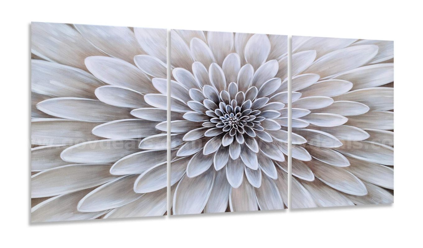 Brand New - Set of 3 Canvas Wall Art with Textured Light Blue and White Flower Pain 16"x24" - Shipping Available