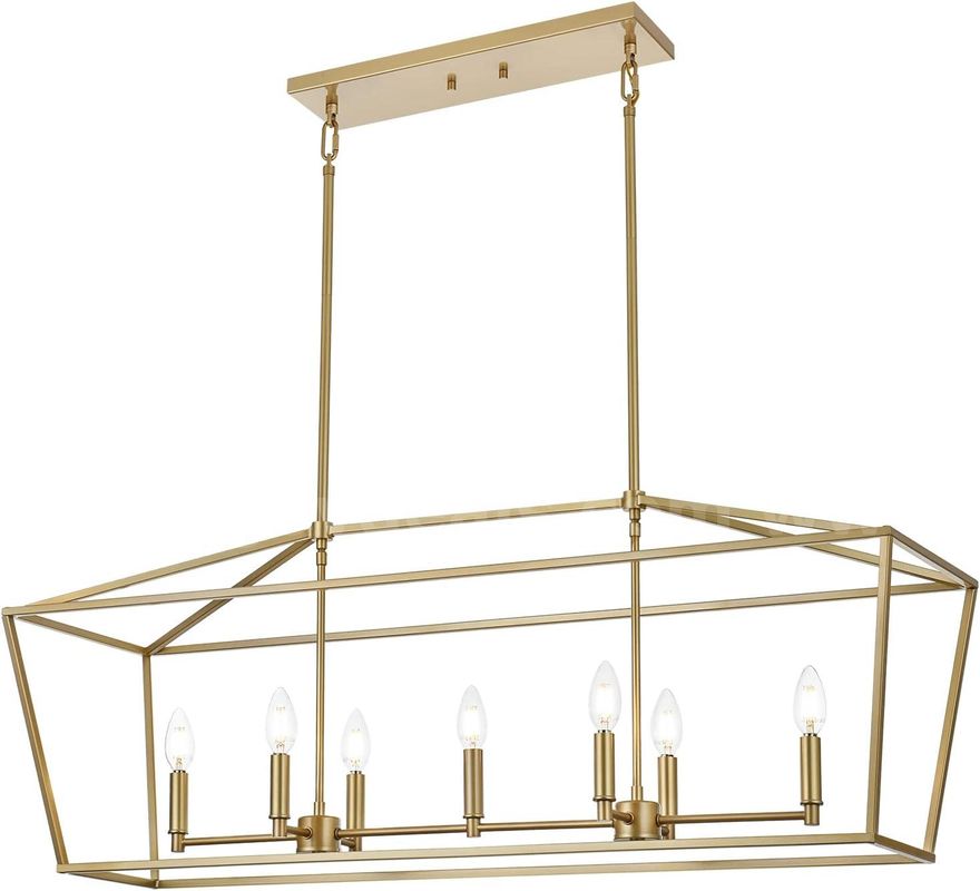 Brand New - 7-Light Gold Linear Chandelier – Modern Candle-Style Ceiling - Shipping Available