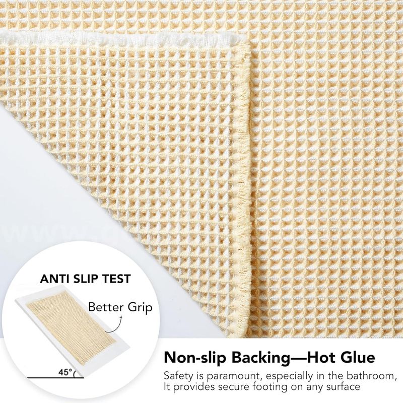 Brand New - 20"x47" Waffle Bath Mat – Ultra Absorbent Durable Bathroom Rug, Light Yellow & White - Shipping Available