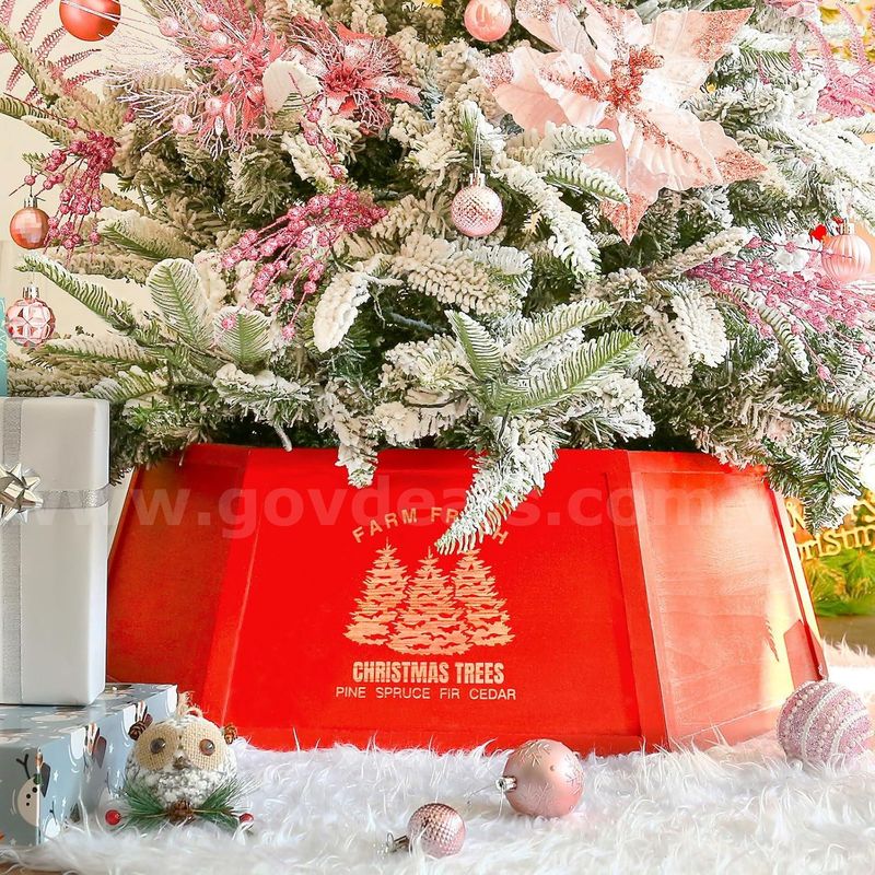 Brand New - Christmas Tree Collar for Artificial Trees, 30.7" Tree Skirt Collar for Pencil Tree,Red - Shipping Available