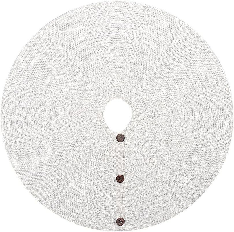 Brand New - Christmas Tree Skirt 24" Cable Knitted Thick Knit White Tree Skirts with Button - Shipping Available
