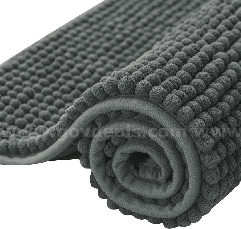 Brand New - 34"x21" Plush Bathroom Rug, Absorbent Non Slip Chenille Bath Mats, Charcoal Gray - Shipping Available
