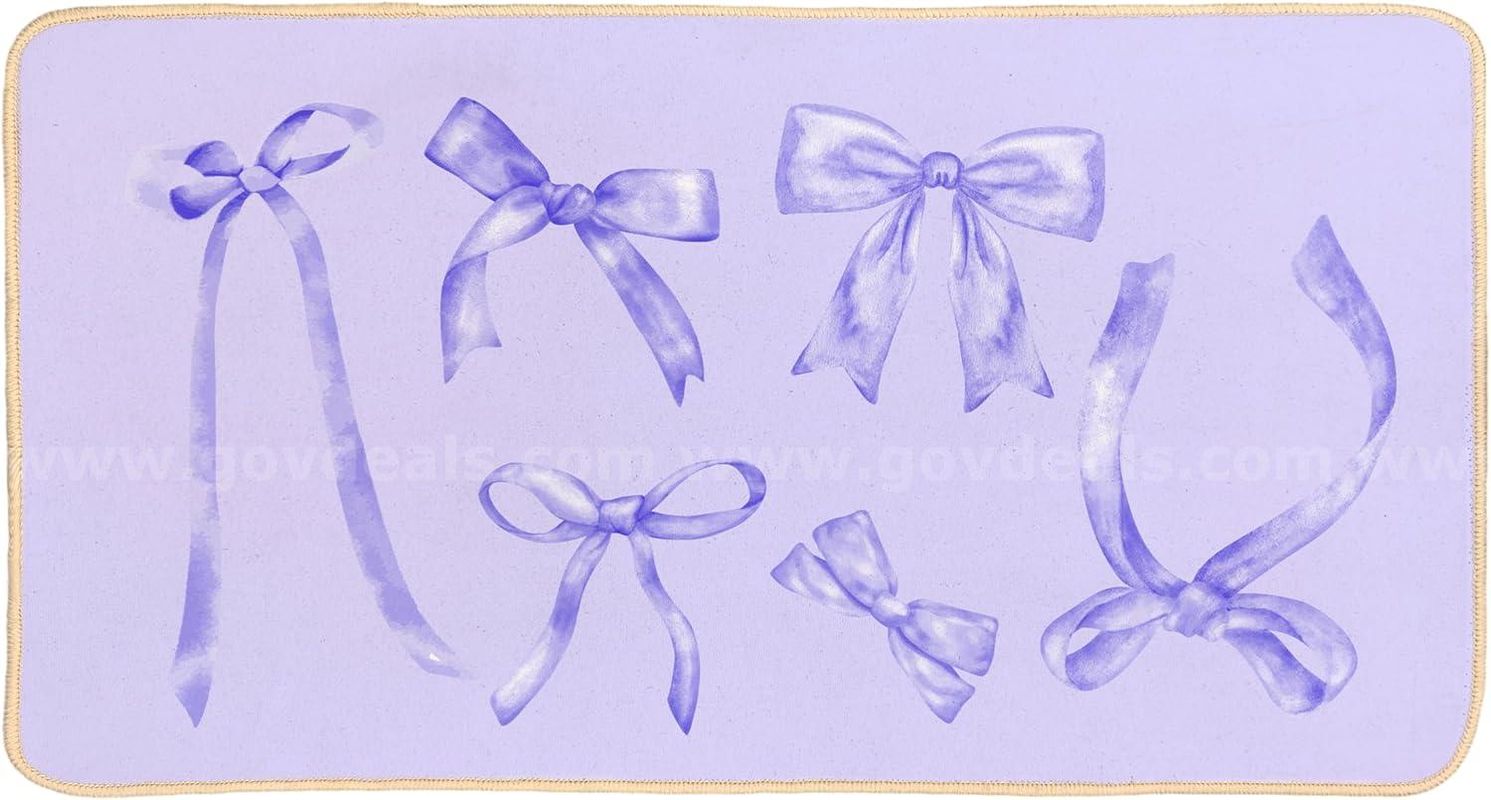 Brand New - Welcome Mat - Non-Slip Front Door Mat, Cute Purple Bow 30"x16" - Shipping Available